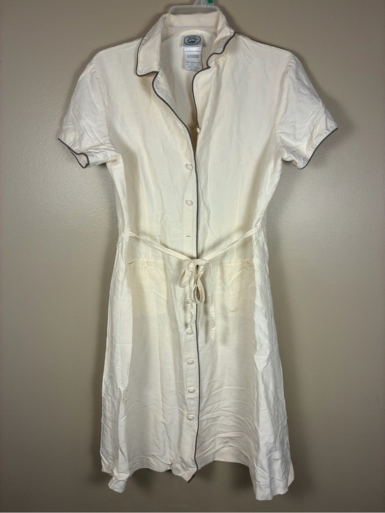 Laura Ashley Dresses & Skirts - VTG Laura Ashley Silk Linen Cream Button Front Midi Shirt Tea Dress